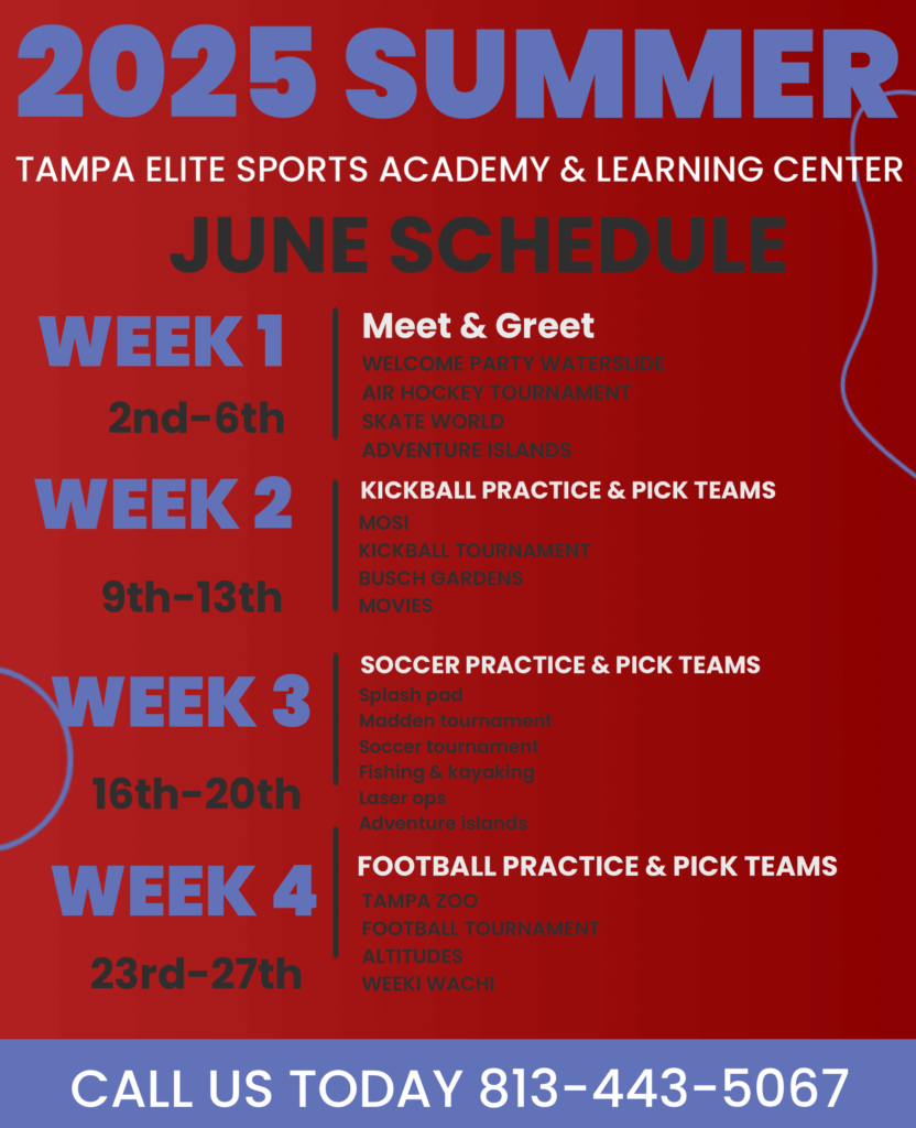 Tampa Elite Sports Academy - June 2025 Field Trip Schedule
